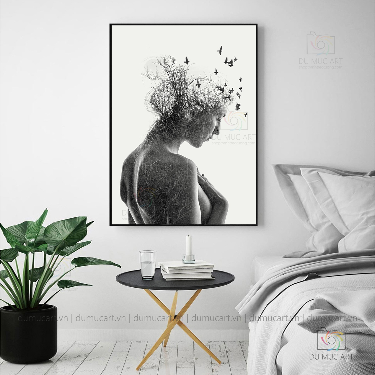 Tranh decor: Cô gái bồ câu