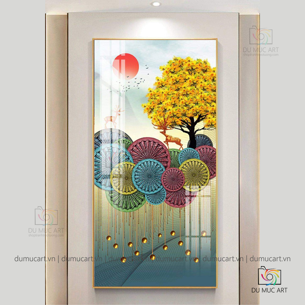Tranh decor: Hươu bên cây