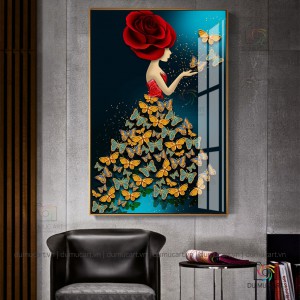 Tranh decor: Cô gái váy hoa