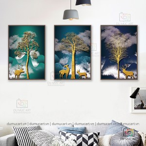 Tranh decor: Hươu dưới tán cổ thụ