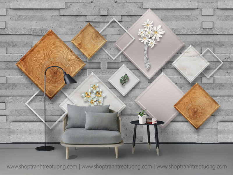 Tranh dán tường: Họa tiết 3D